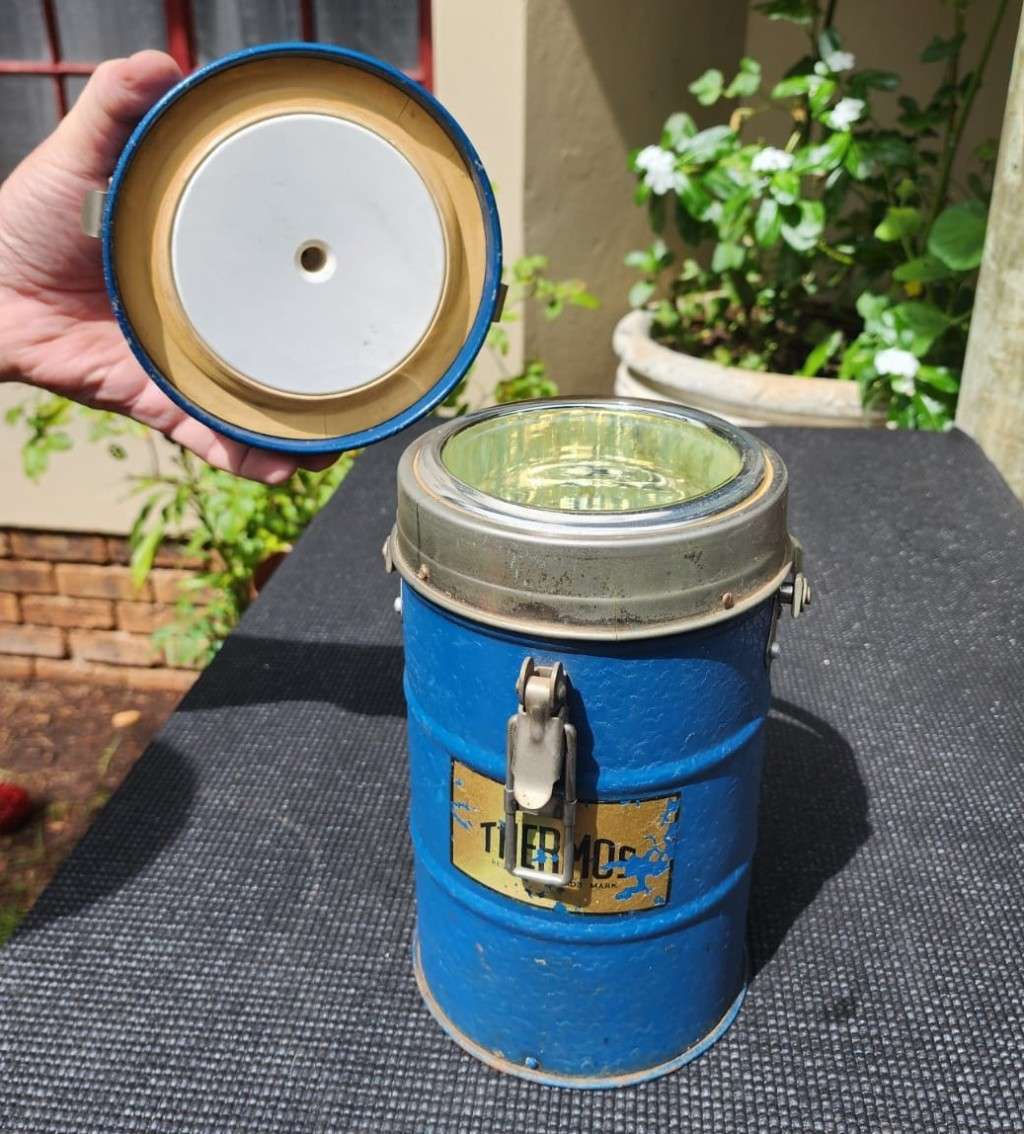 Flasks Iconic 1930s Large Blue Thermos Brand Vacuum Flask The Very